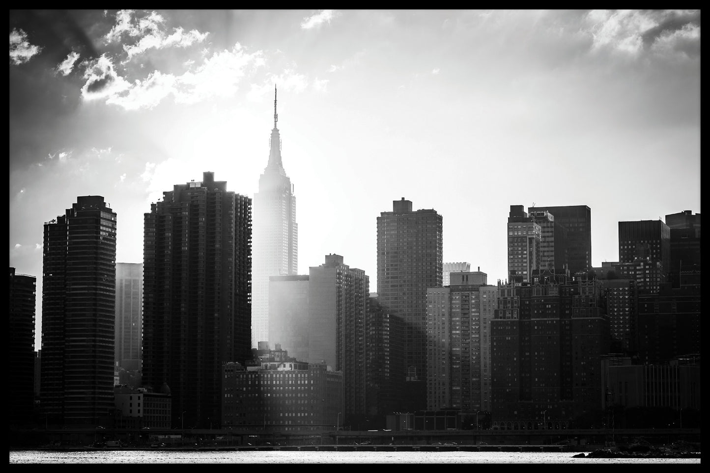 New York Skyline sort/hvid plakat