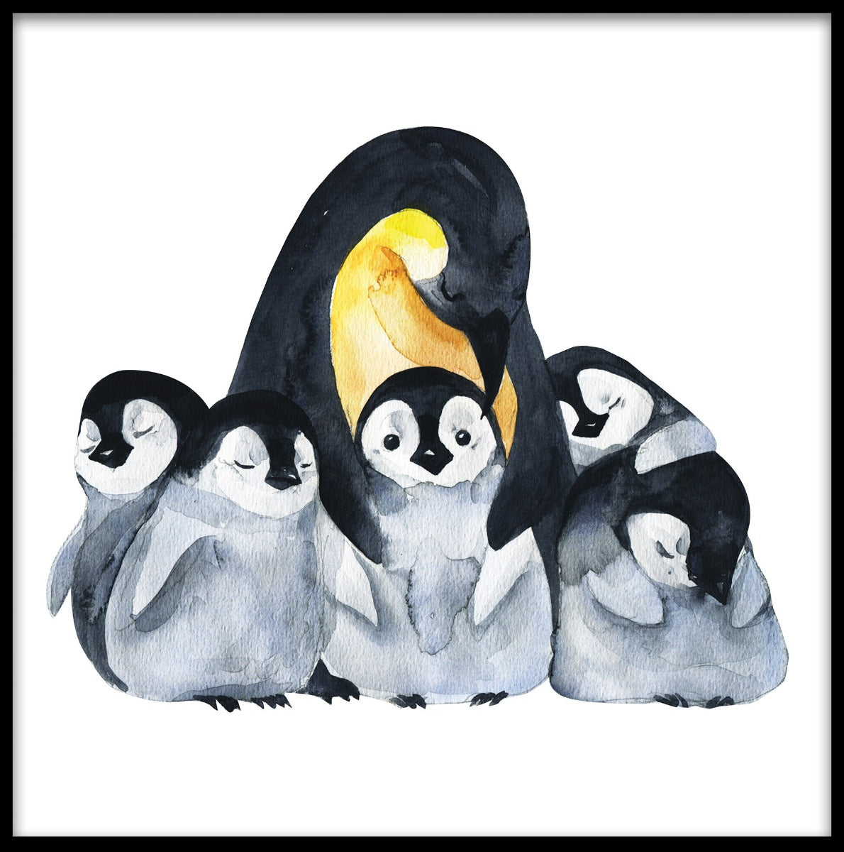 Autonomi pengeoverførsel Forskellige Penguin familie akvarel plakat – Artiks Maps and Posters Online