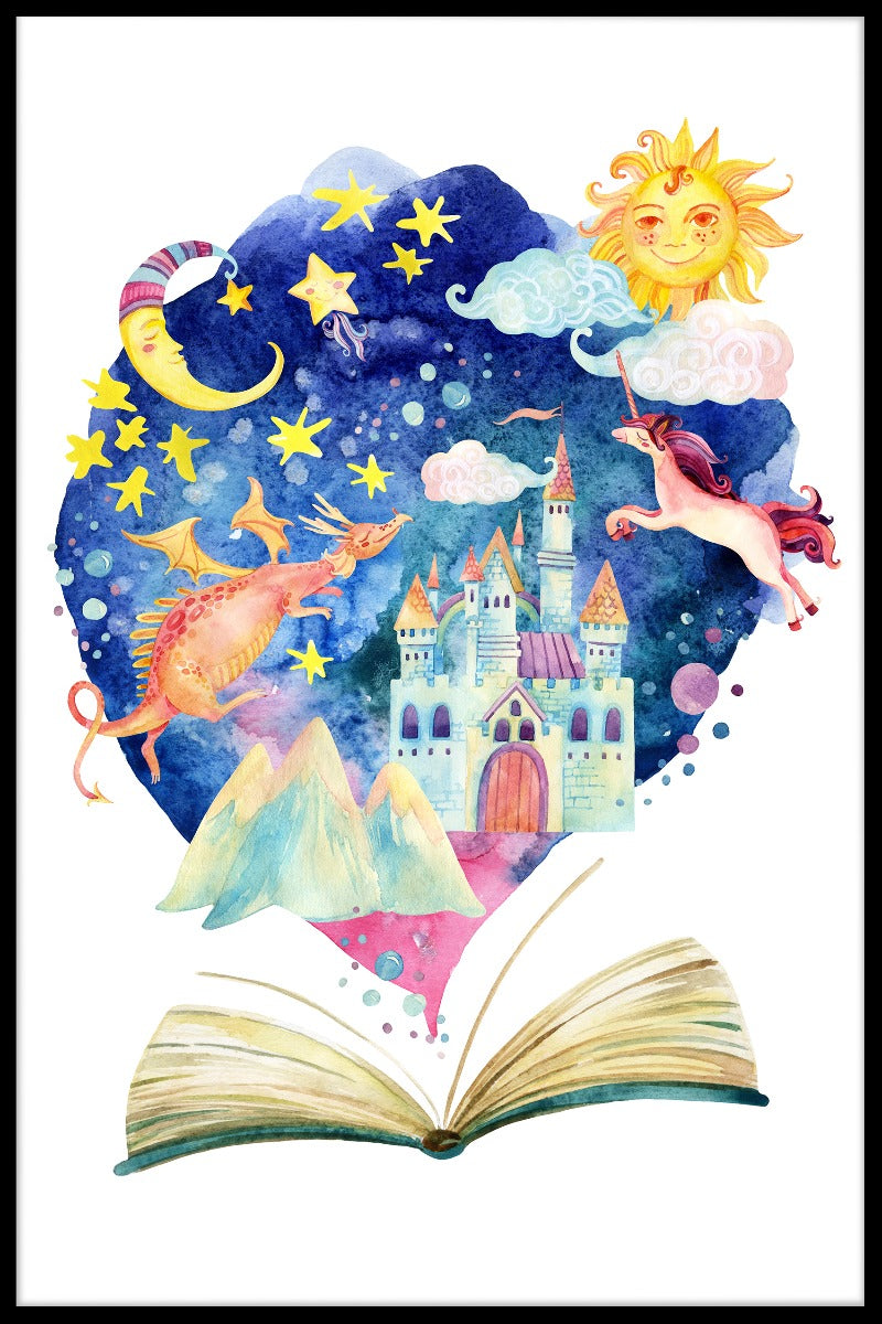 Akvarel børnebog eventyr plakat