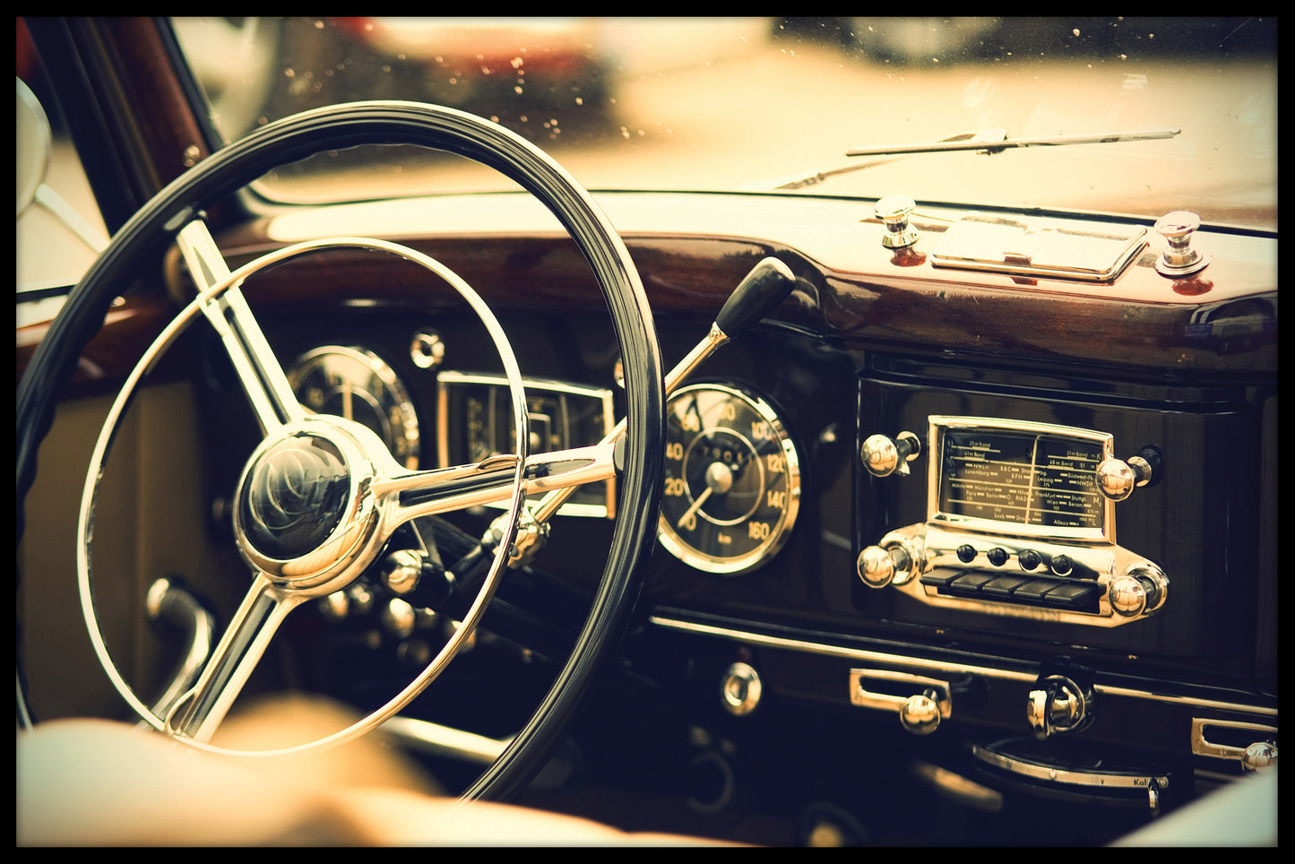 Vintage bilhjul plakat