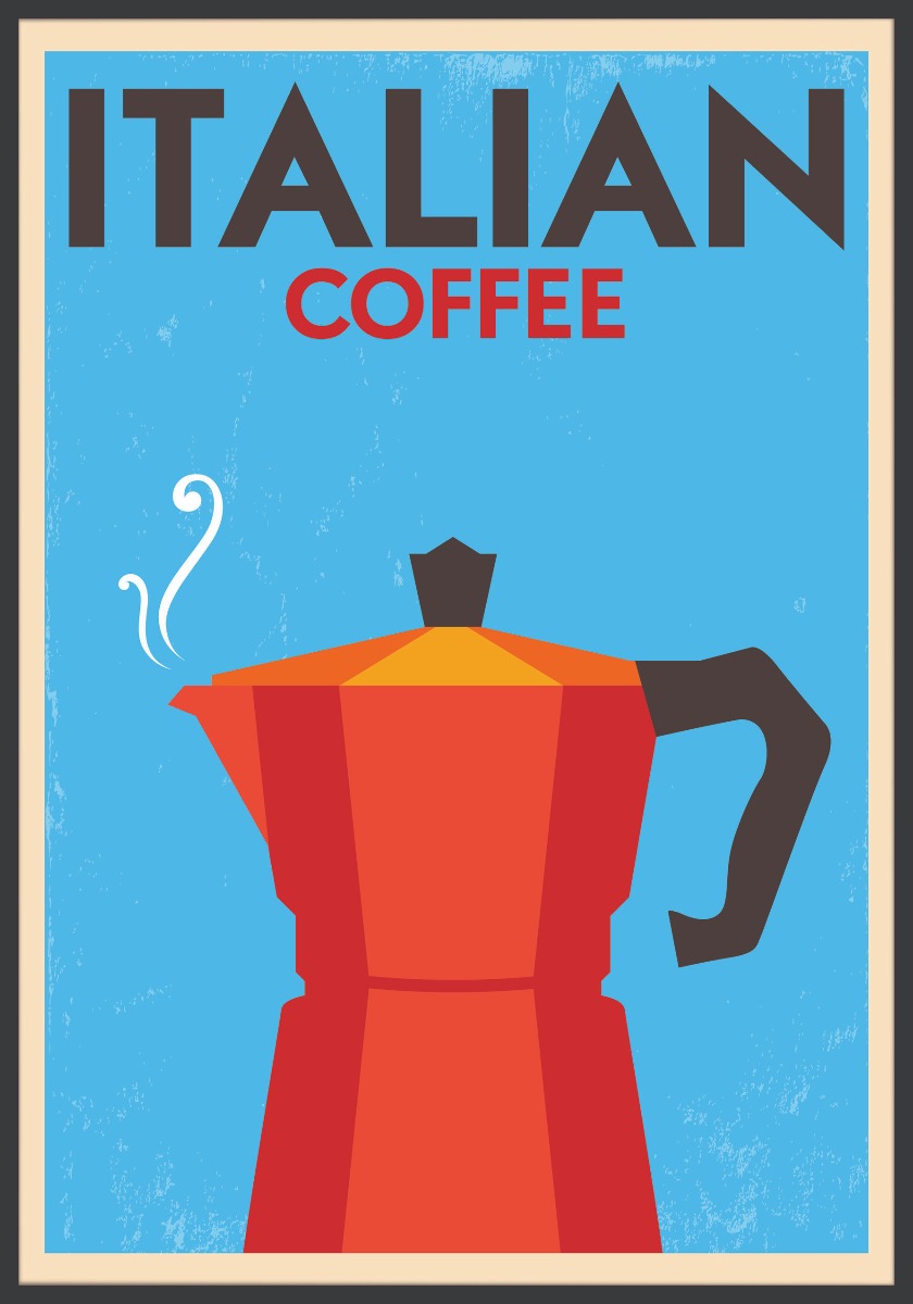 auktion mus Fortæl mig Italiensk kaffe vintage plakat – Artiks Maps and Posters Online