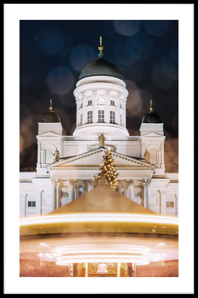 plakater Helsinki-katedralen om natten