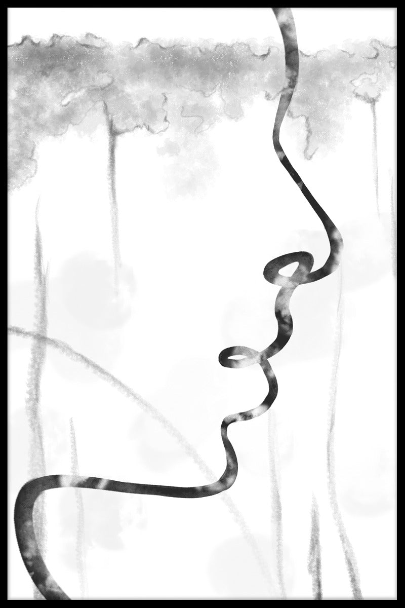 Abstrakt Face Line Art plakat