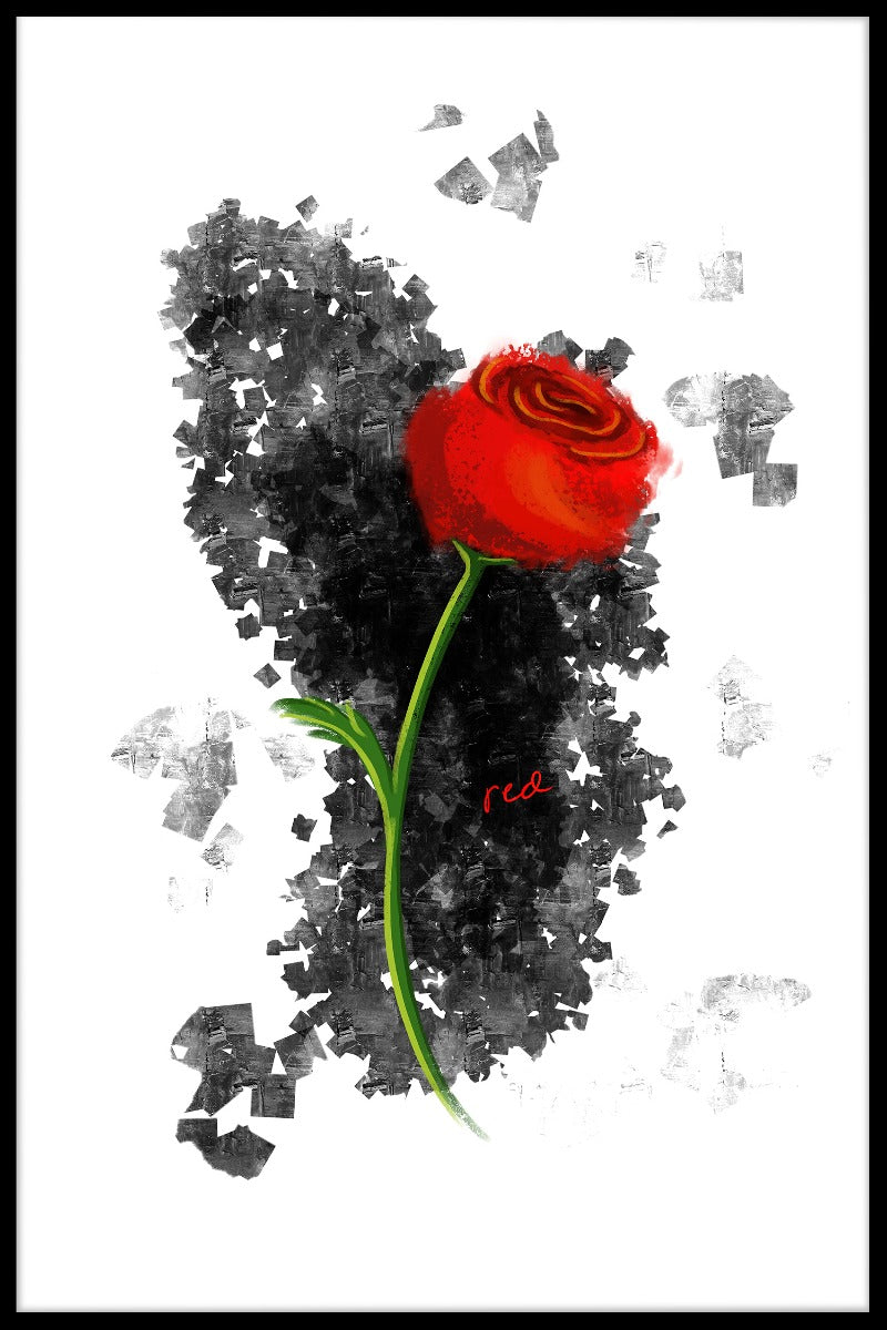 Rød blomst grafisk design plakat