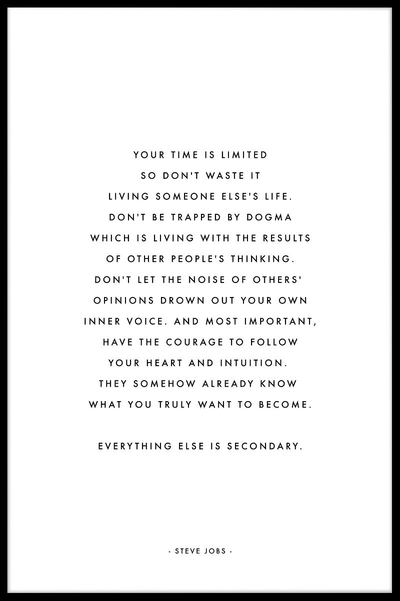 Din tid er begrænset Citat indlæg