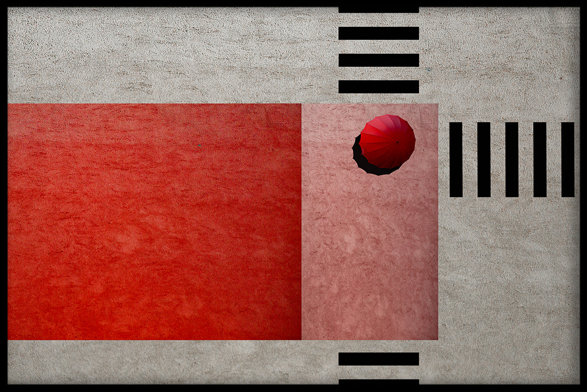 Rød paraplyplakat