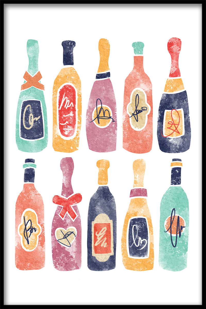 Vinflasker Illustration plakat
