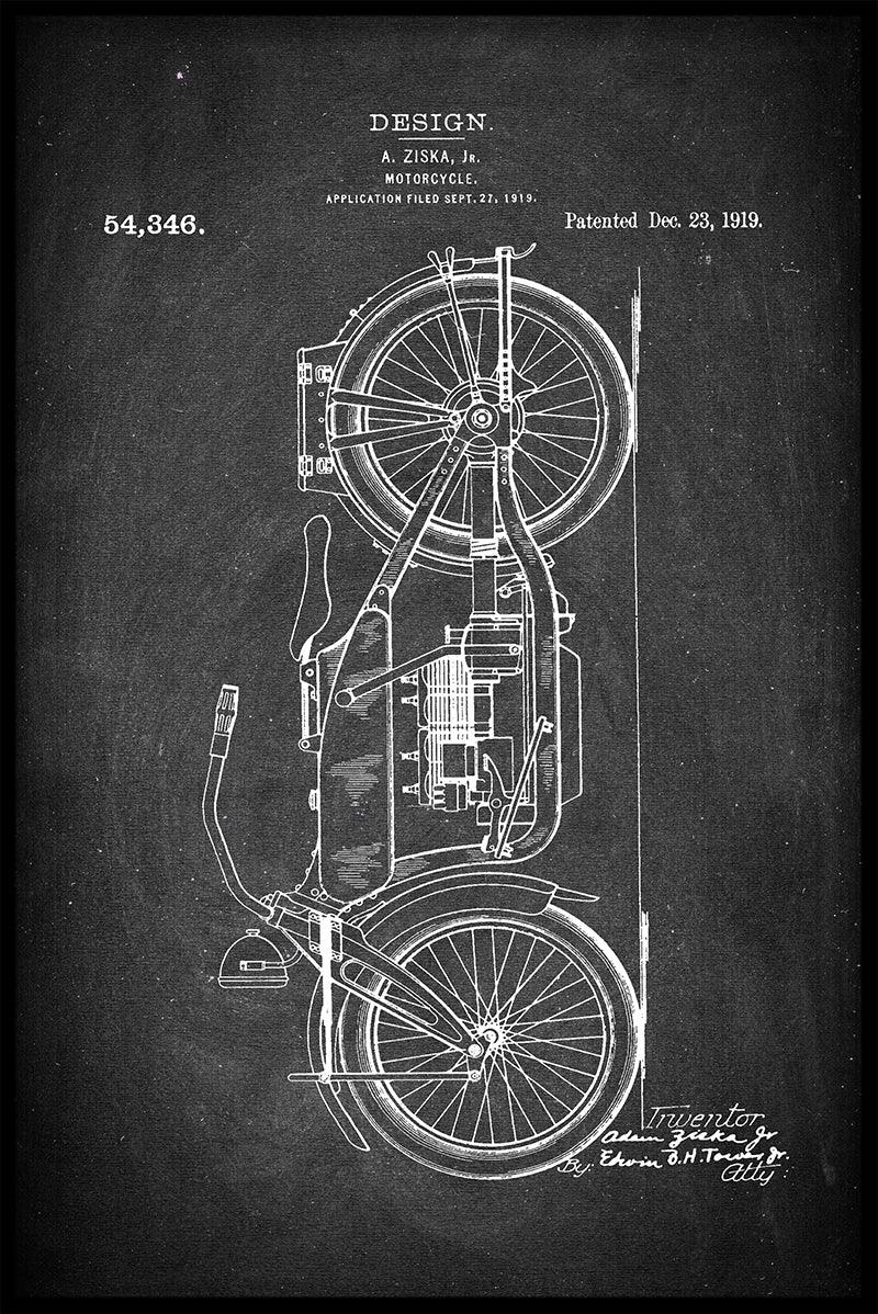 Motocykel Patent N02 plakat