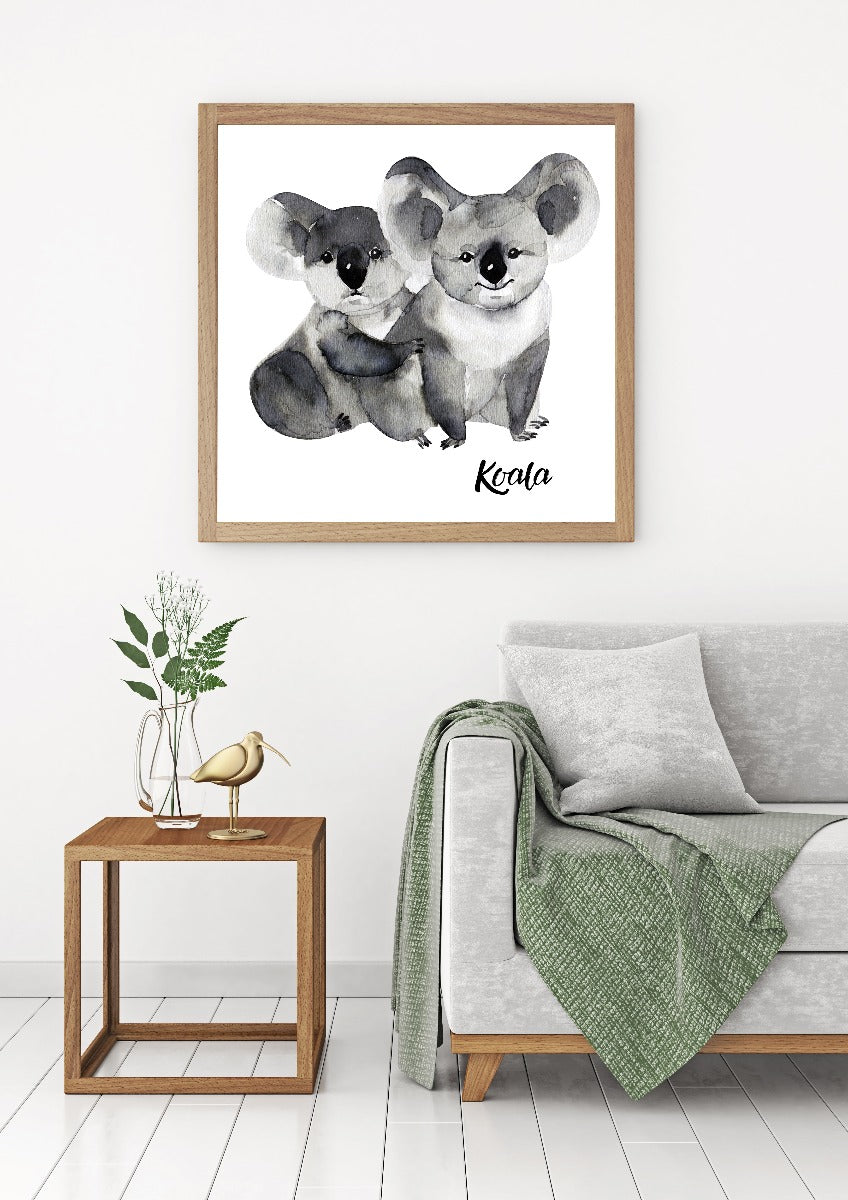 Koala love akvarel plakat