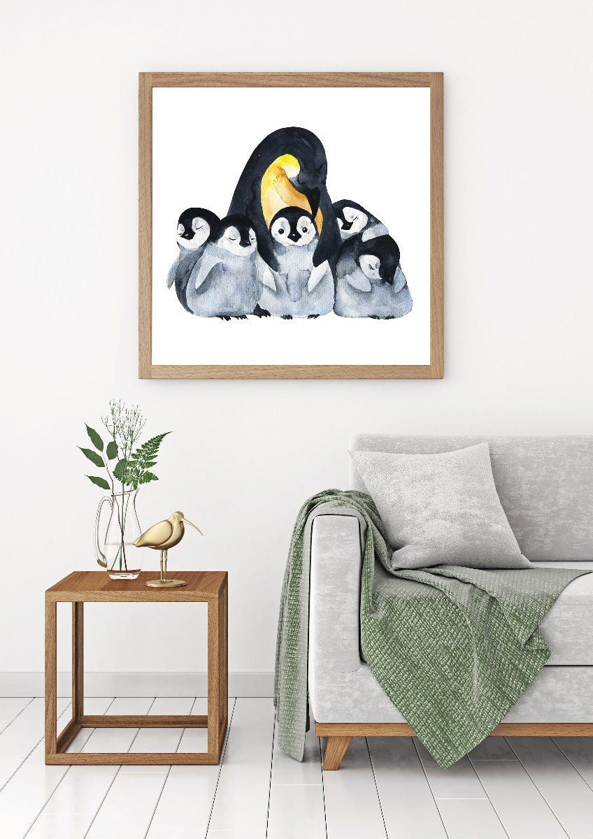 Penguin familie akvarel plakat