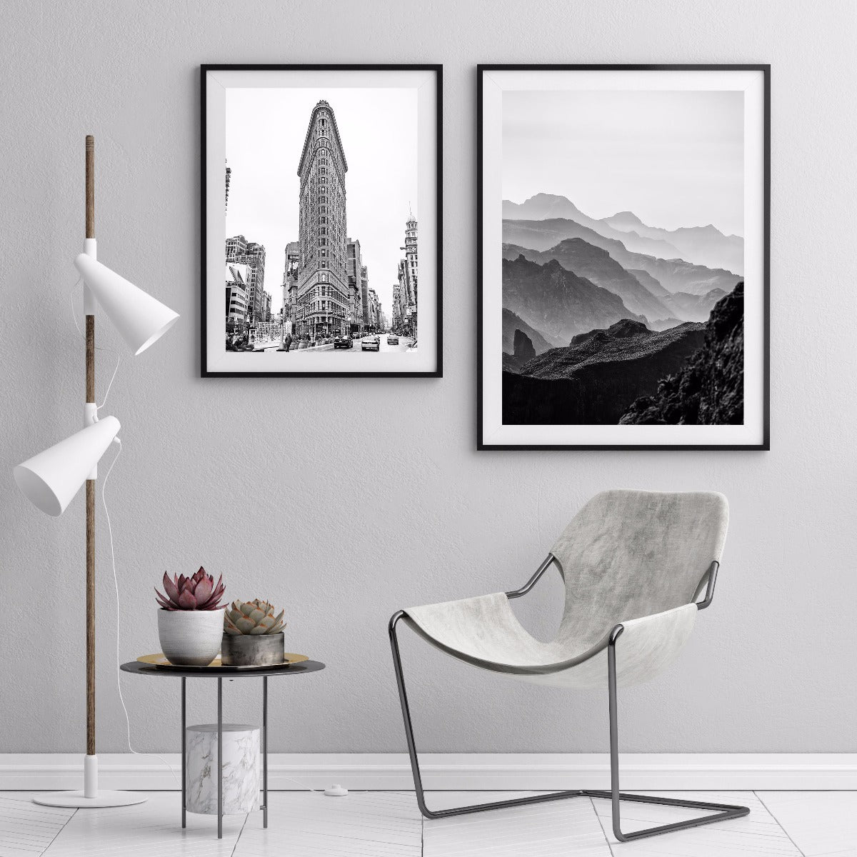 Misty Mountains sort og hvid plakat