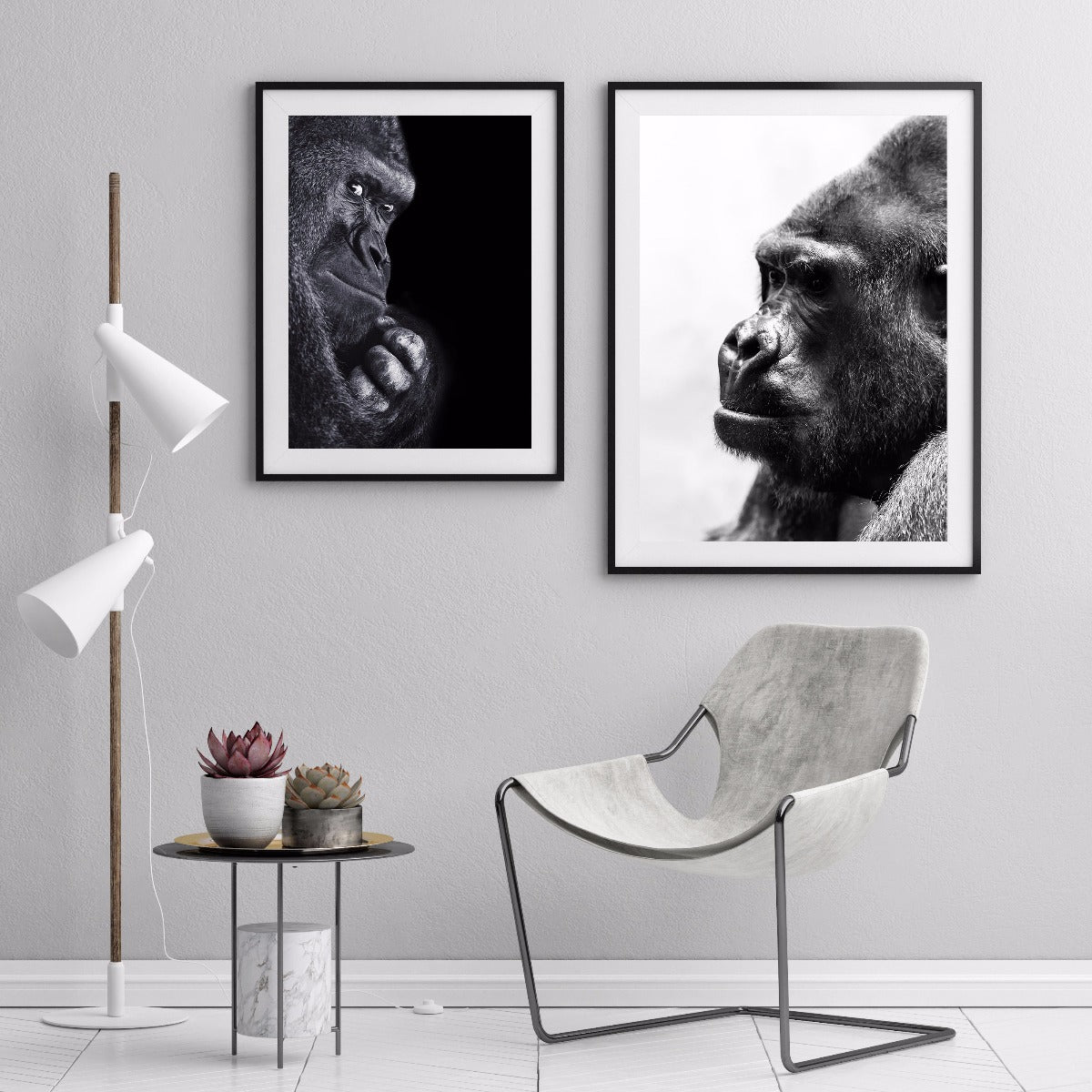 Gorilla Portræt sort/hvid plakat