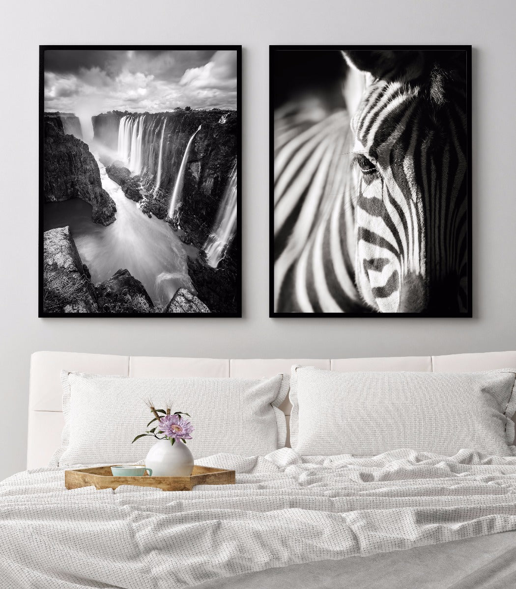 Victoria Falls sort/hvid plakat