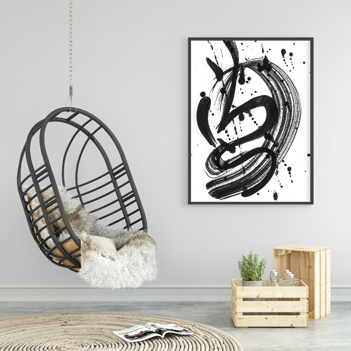 Plakat med abstrakte penselstrøg