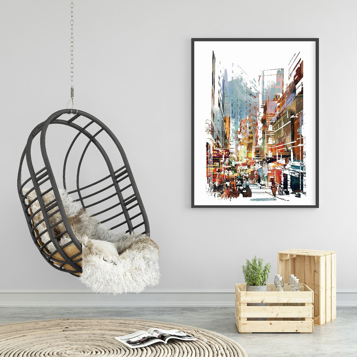 Akvarel moderne bybillede plakat