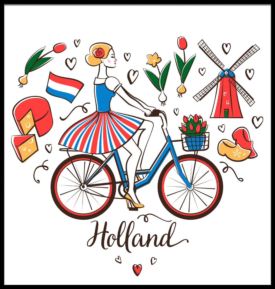 Bicycle Holland Illustration plakat