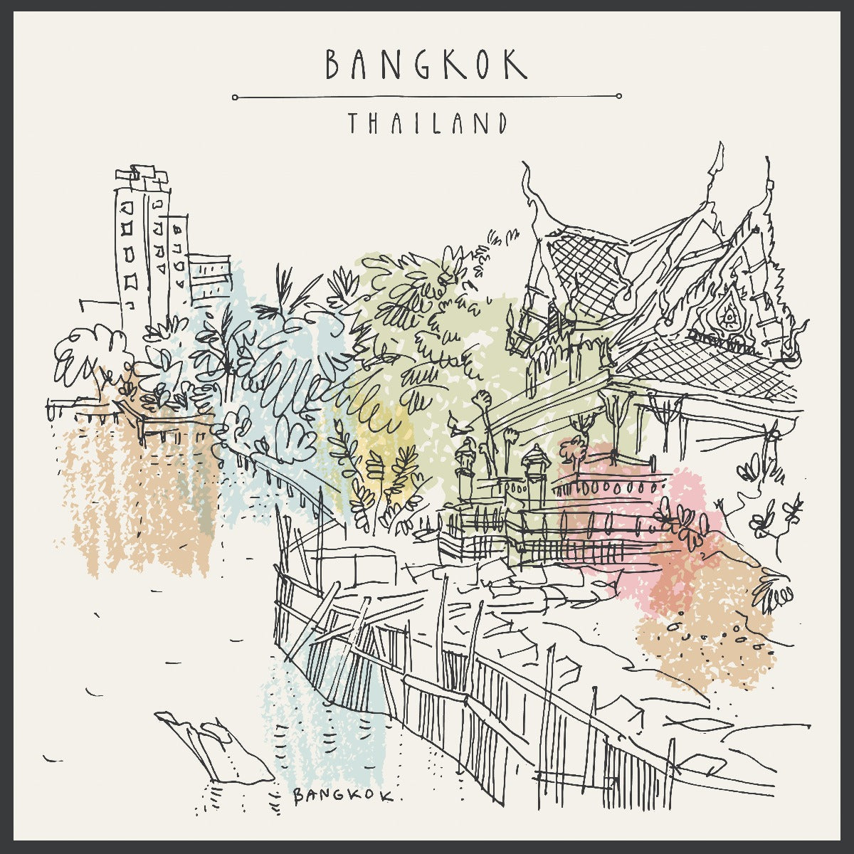 Bangkok Thailand Illustrationsplakat