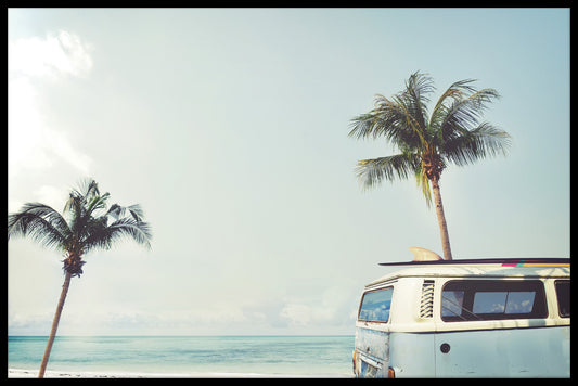  Hippie Van On Beach Plakater