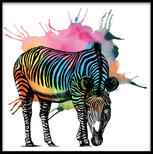  Zebra farverig abstrakt plakat