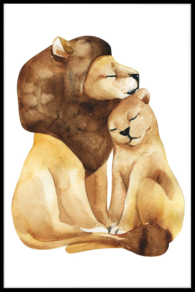 Løve kærlighed akvarel plakat