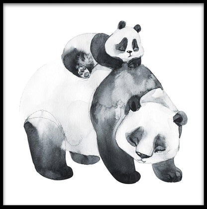  Panda familie akvarel plakat