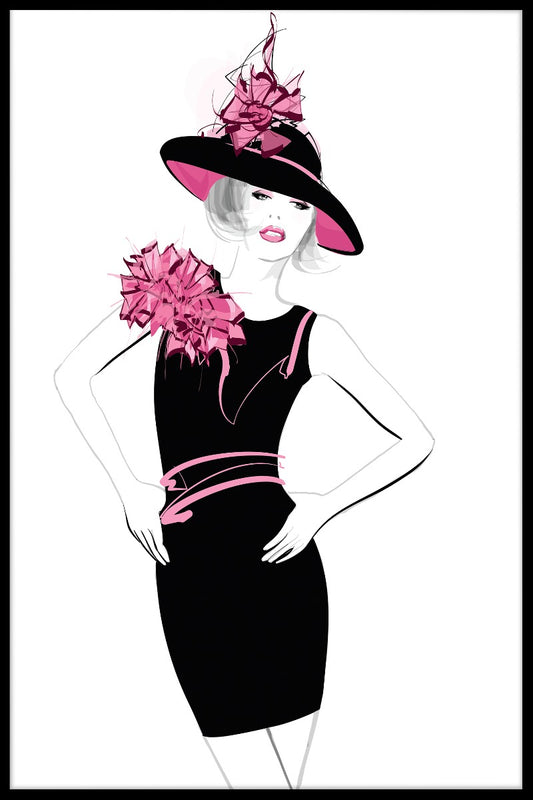  Mode kvinde med sort hat plakat