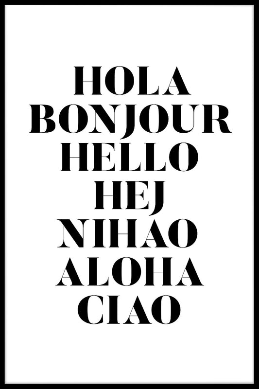  Hola Bonjour Hej plakat