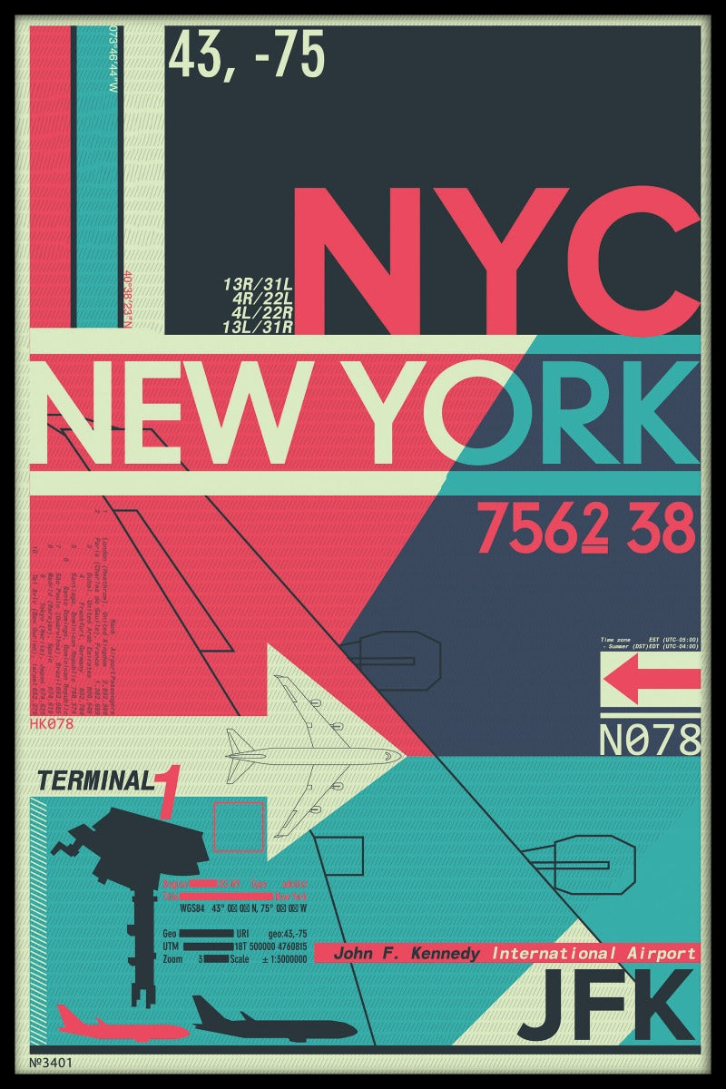  JFK New York City Airport plakat