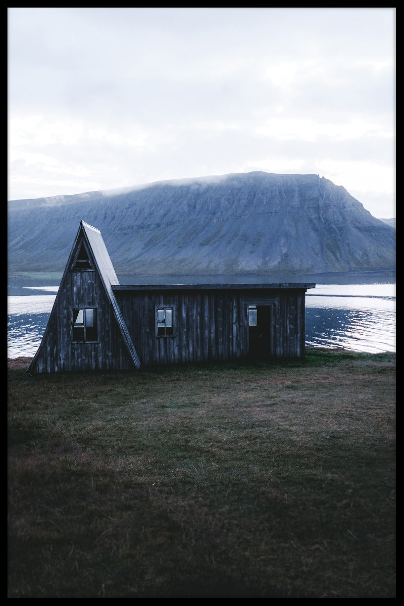  Gammelt træhus Island plakat