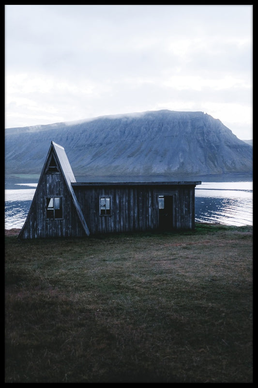  Gammelt træhus Island plakat