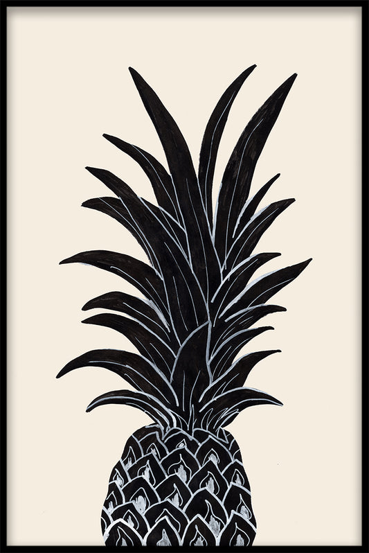  Sort ananas plakat