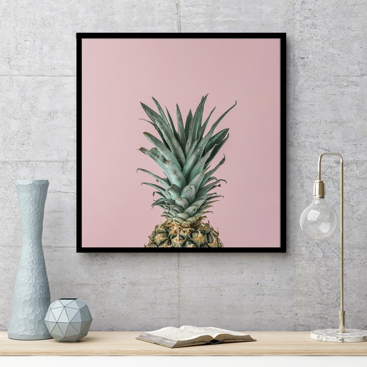 Moden ananas lyserød baggrundsplakat