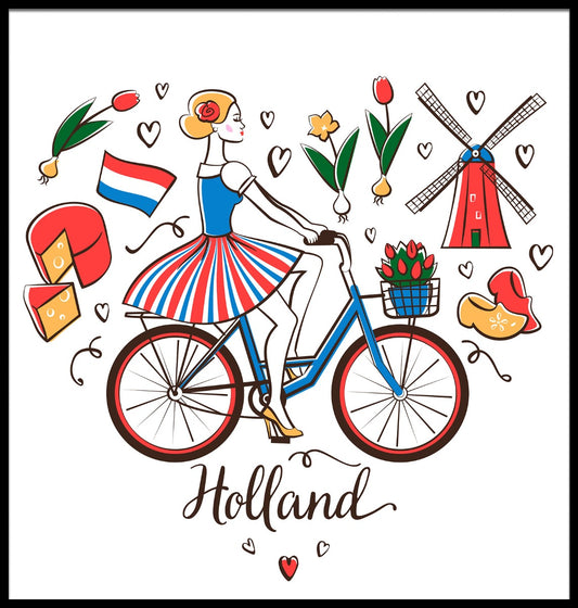  Bicycle Holland Illustration plakat